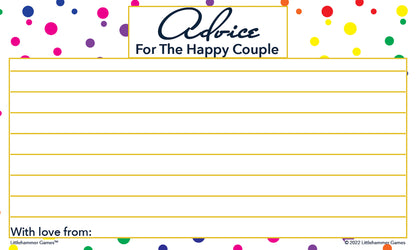 Rainbow polka dot Advice for the Happy Couple cards