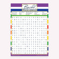 Bridal Word Search game card with a rainbow-striped background