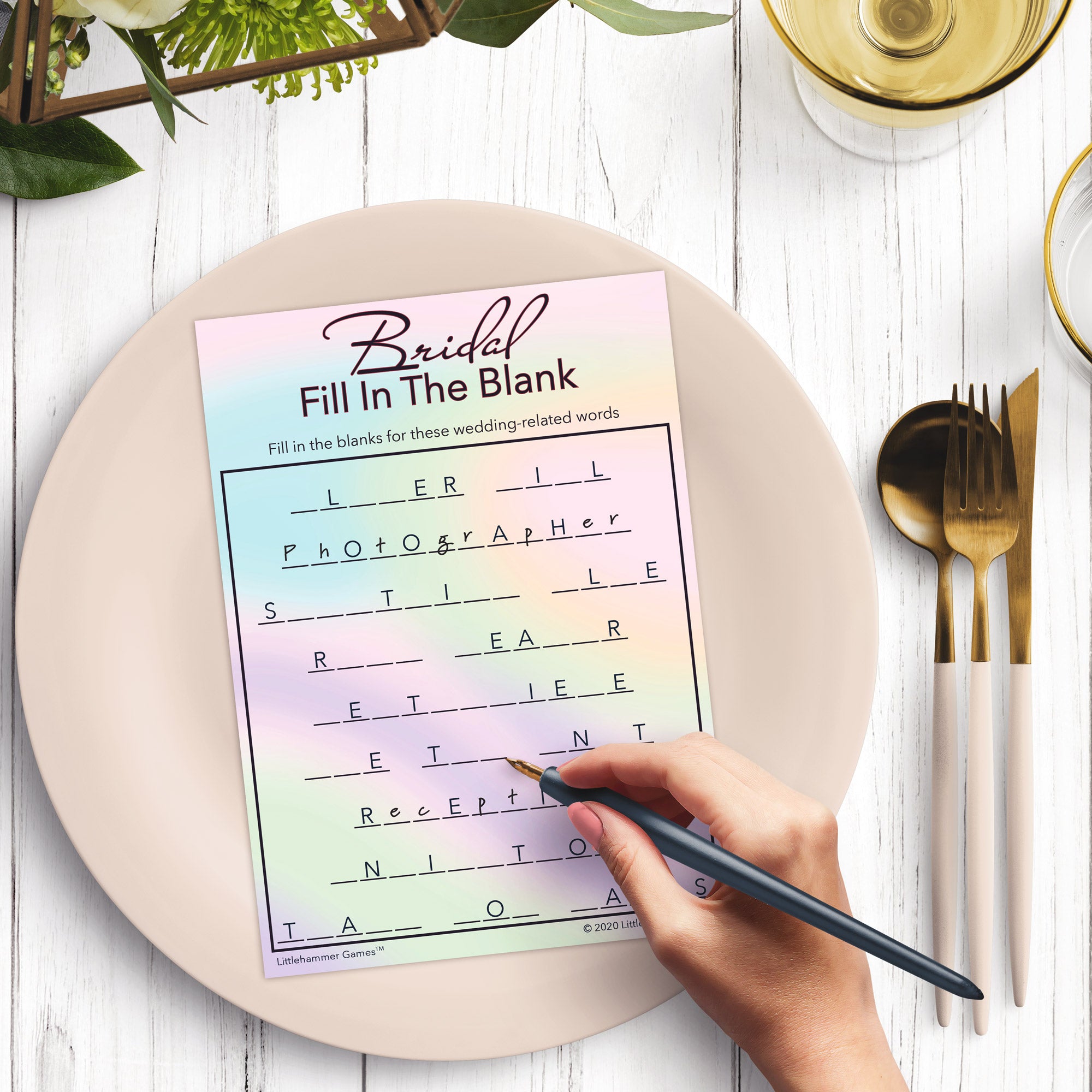 Bridal Fill in the Blank - Holographic Printable Game Cards Bridal Fill in the Blank - Holographic Printable Game Cards