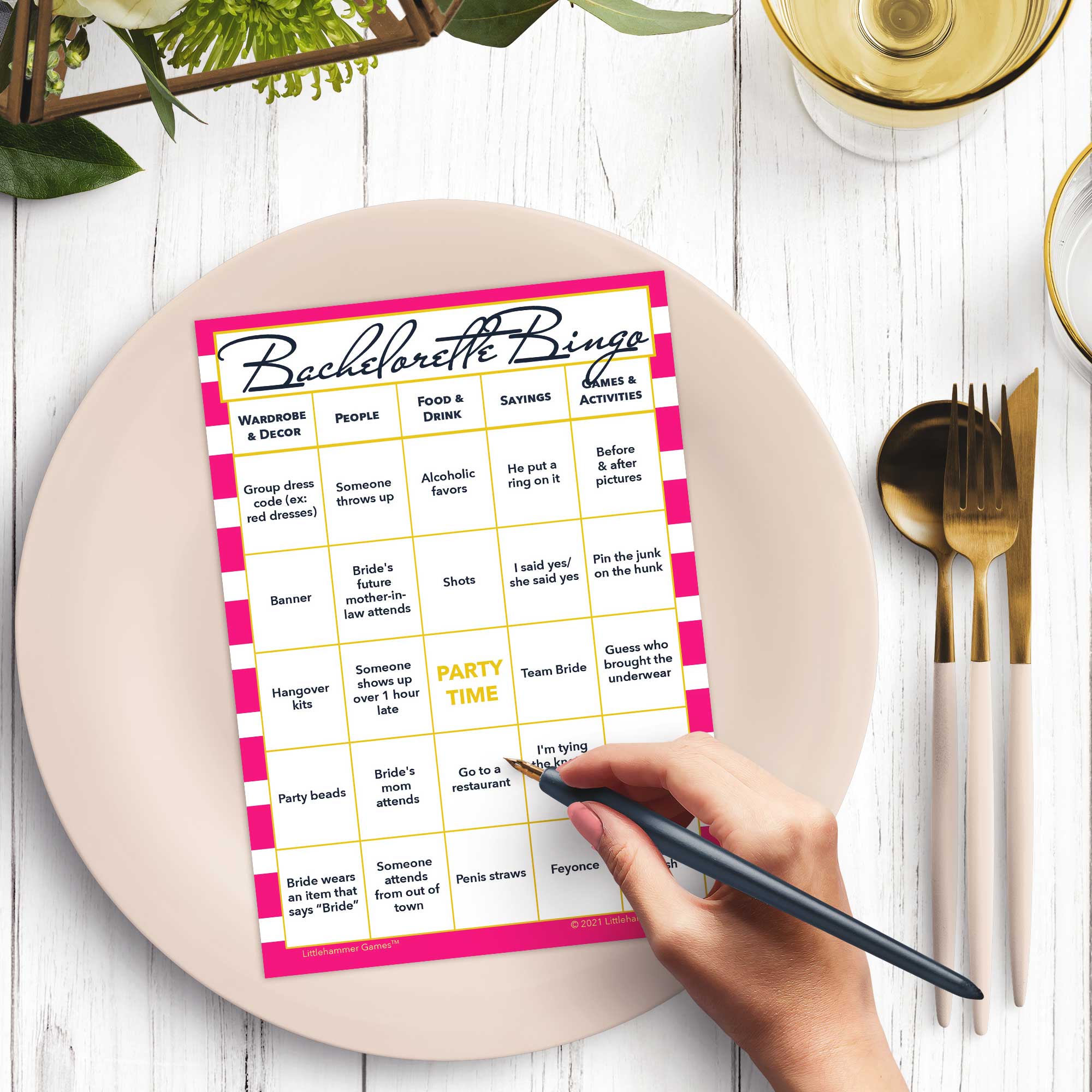 Bachelorette Bingo - Hot Pink Striped Printable Game Cards Littlehammer Games Bachelorette Bingo - Hot Pink Striped Printable Game Cards Littlehammer Games